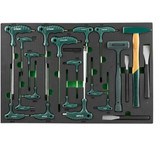 JONNESWAY Набор ключей торцевых шестигранных и TORX® молотков и зубил в EVA ложементе 560х400 мм 21